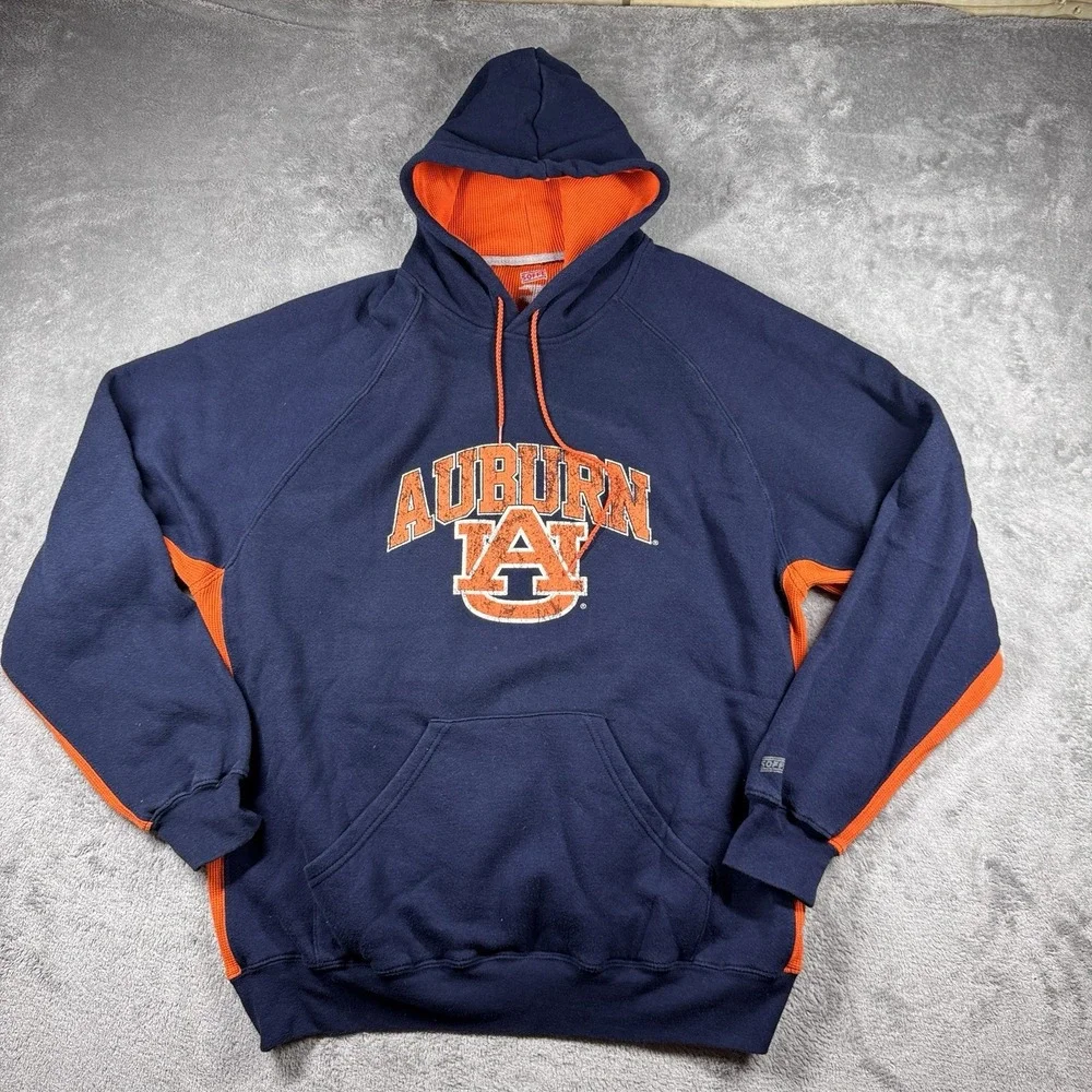 Vintage Auburn Tigers 90s Y2K Hoodie Blue Orange‎ 2XL NCAA Soffe